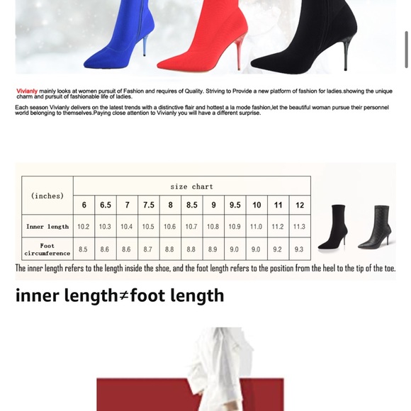 Red Pointed Toe Sock Booties ❤️💋 8 - Picture 5 of 5